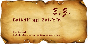 Balkányi Zalán névjegykártya